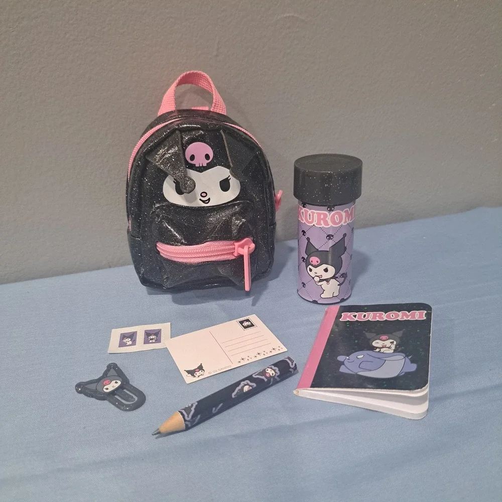 Sanrio Kuromi Real Littles Mini Backpack Stationery‎ Set Black Pink Goth Kawaii